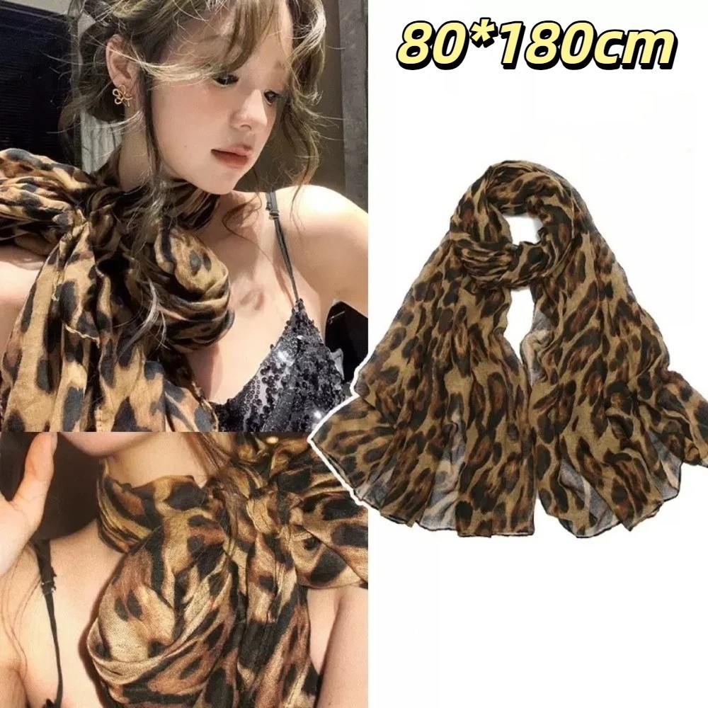 새로운 소프트 레오파드 프린트 스카프 얇은 원단 트렌디 - Face Scarf Mask 리뷰 및 가격
