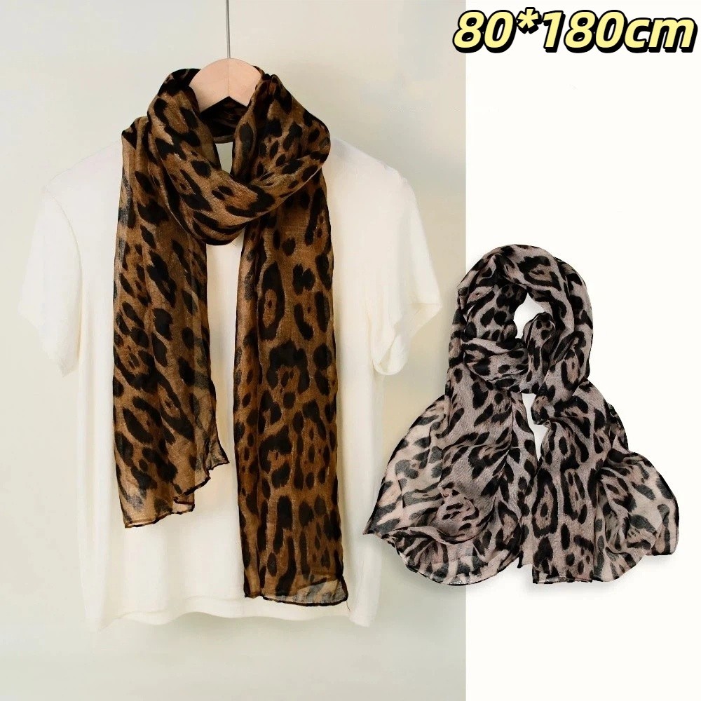 새로운 소프트 레오파드 프린트 스카프 얇은 원단 트렌디 - Face Scarf Mask 리뷰 및 가격
